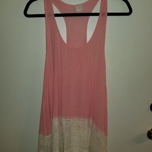 Flowy Pink/Lace Tank Top